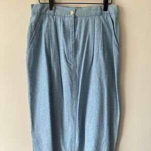 Talbots Vintage Deadstock NWT Denim Skirt 14P Light Wash Pleated Cottagecore